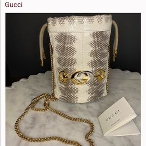 Gucci authentic snakeskin/python bucket bag. Excellent condition.